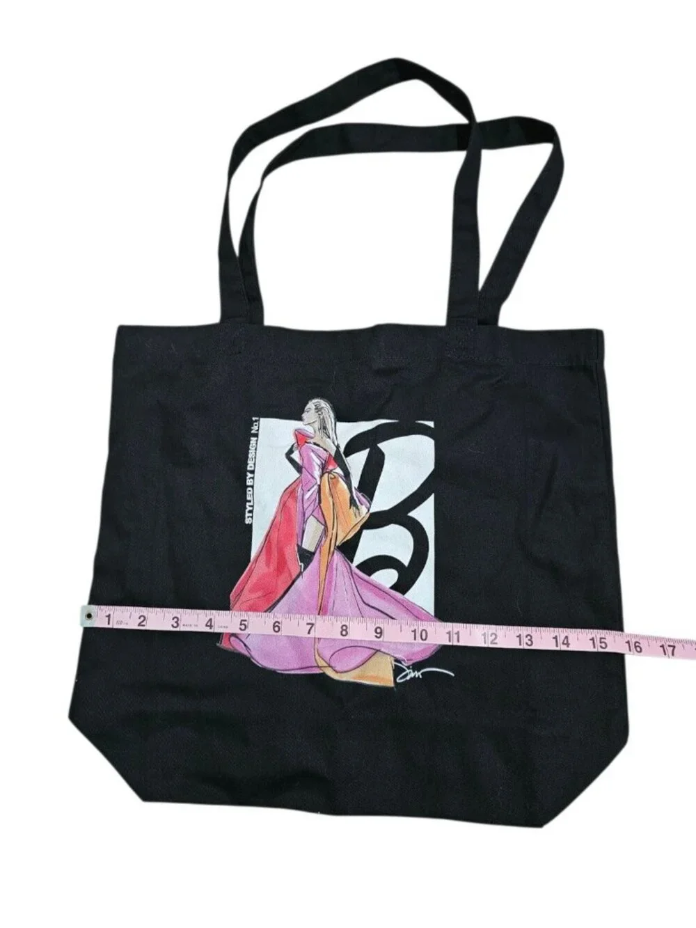 Mattel Creations Womens Large Tote Bag Black Canvas Graphic Rare Bag Barbiecore - Picture 4 of 5